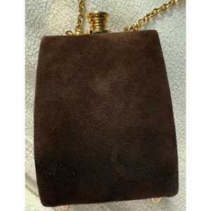 Vintage Inge Christopher Purse Clutch Crossbody Bag Small Faux Suede Gold Chain